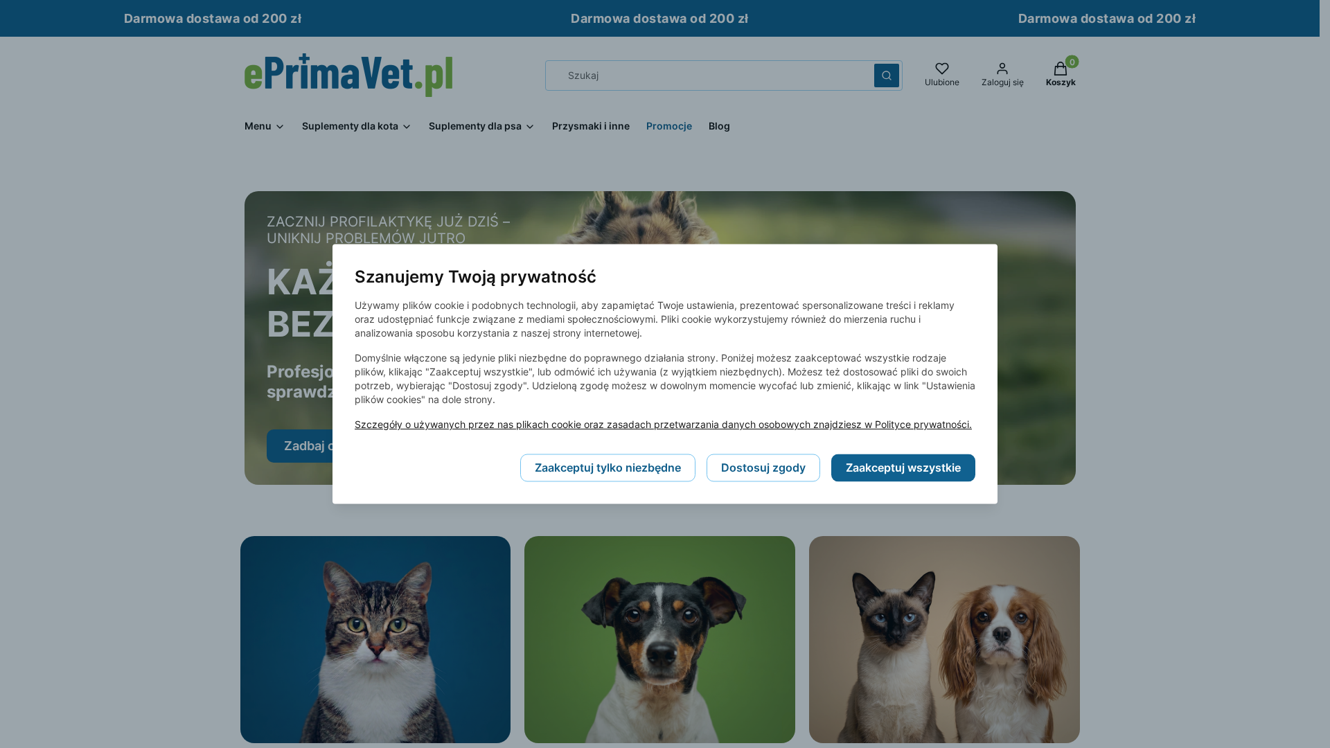 Podgląd strony Suplementy dla zwierząt | ePrimaVet