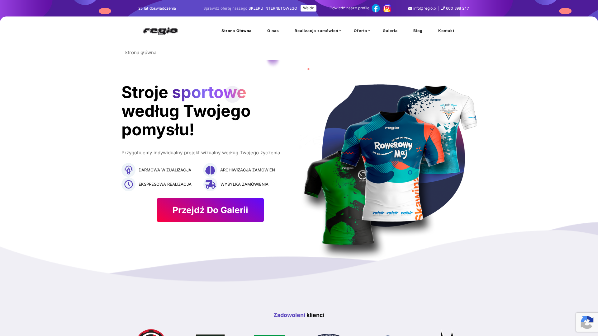 Personalizowana odzież sportowa	na zamówienie Regio